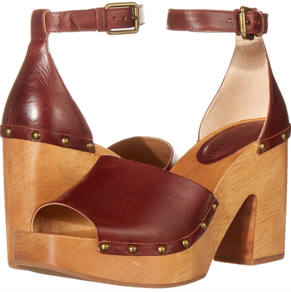 Lucky Brand Nelora Wood and Leather Platform Sandal
